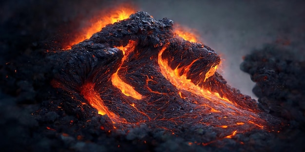 Texture di lava sullo sfondo Vulcano fireGenerative AI Illustrazione di alta qualità
