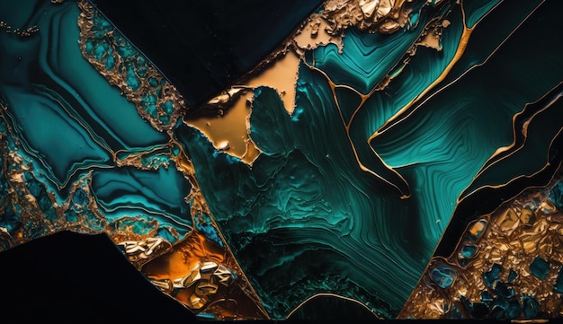 Texture di marmo dorato malachite AI generativa