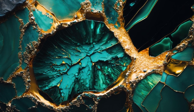 Texture di marmo dorato malachite AI generativa