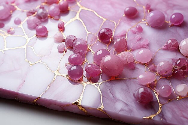 Texture di marmo rosa con venature dorate e inclusioni IA generativa