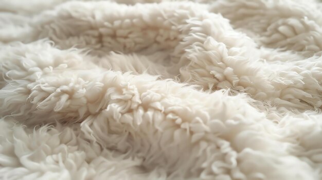 Texture di pelliccia bianca morbida e soffice Close-up di un cappotto di pellicca bianca