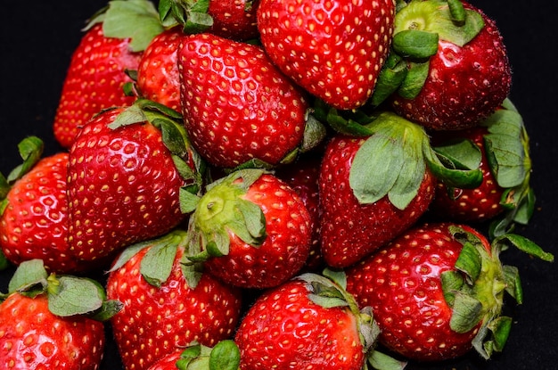 Texture di sfondo di frutta fresca fragola matura rossa