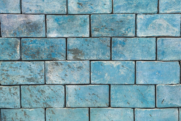 Texture di sfondo muro di mattoni di grandi blocchi azzurri blu