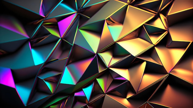 Texture e sfondo astratto fullframe della rete neurale metallica iridescente generata arte