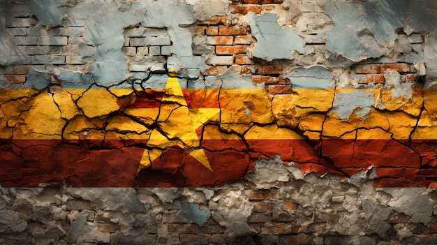 Texture Grunge in difficoltà Bandiera di Timor Est su un muro di mattoni