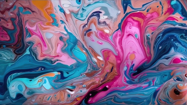 Texture liquido che scorre Splash vernice di colore fresco Texture acrilica liquida lucida IA generativa