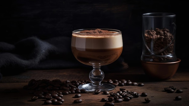Texture ricca di un cocktail cremoso a base di caffè generato dall'intelligenza artificiale