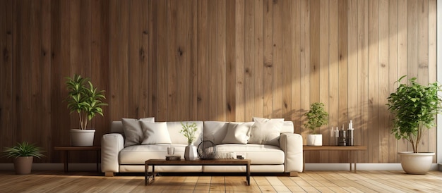 Texture verticali delle pareti in legno nel soggiorno di una casa boschiva