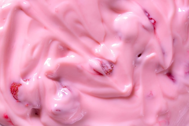 Texture, yogurt, macro, primo piano rosa cremoso mirtilli fatti in casa o fragole yogurt texture bac