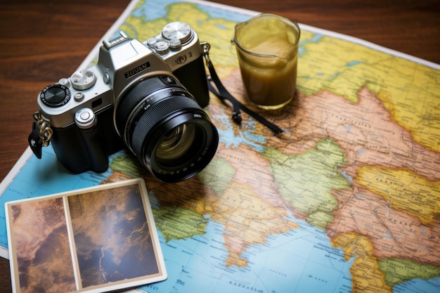 Thailandia passaporto e fotocamera sulla mappa per i viaggi mondiali e i viaggi in Asia