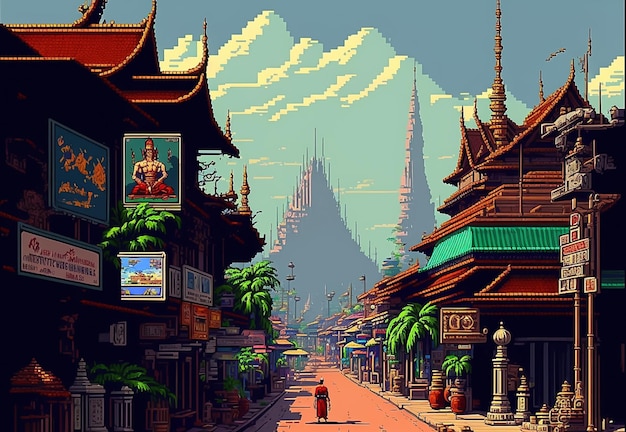 Thailandia uno stile degli anni '90 punta e clicca 8bit pixel art AI Generato