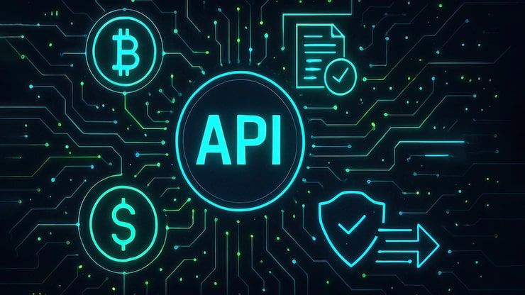 Foto the digital environment with api surrounded by icons and data flows on a dark background application programming interface api api programming