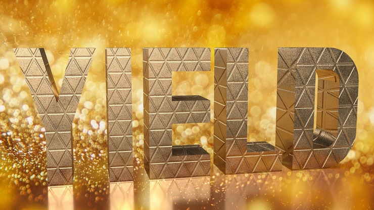 Photo the gold yield on bokeh background for business concept 3d rendering