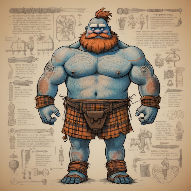 The Highland Pict Un tributo epico all'atleta scozzese dell'XI secolo in Pixar-inspired Orthographic D