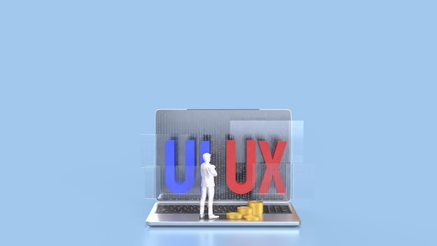 The UI and UX on notebook for website or application concept 3d rendering