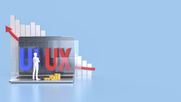 The UI and UX on notebook for website or application concept 3d rendering