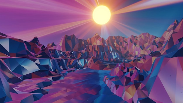 The wireframe landscape embodies the classic 80s aesthetic combining digital nostalgia futuristic