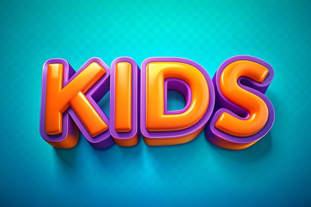 the word kids is on a blue background