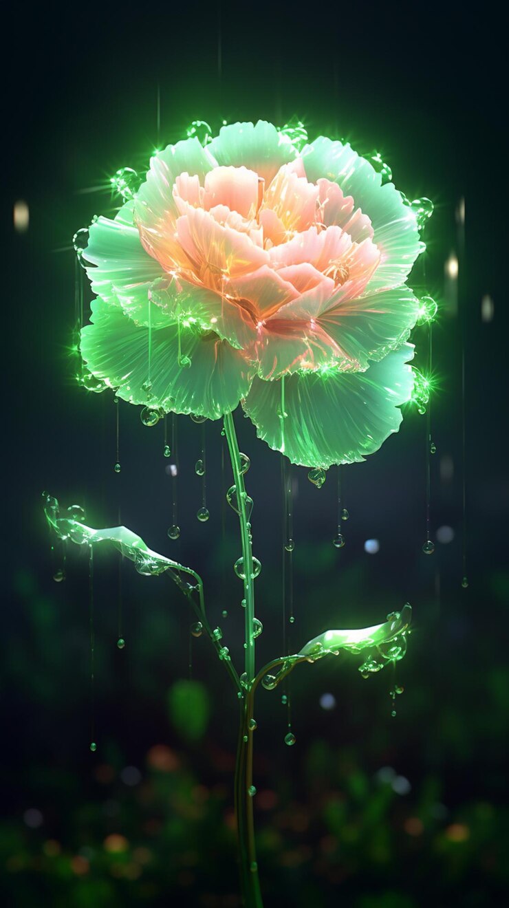 there is a pink flower with water drops on it generative ai