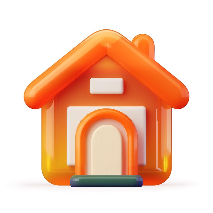 there is a small orange house with a green roof