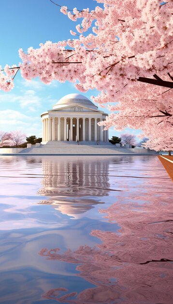 Thomas Jefferson Memorial e Cherry Blossoms a Washington DC, Stati Uniti