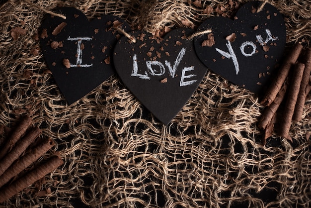 Ti amo, scritto il gesso su una lavagna. Buon San Valentino.