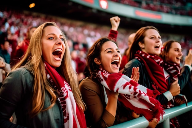 Tifosi delle ragazze delle squadre che tifano il giorno della partita