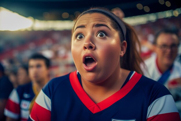 Tifosi di calcio di football americano femminile in uno stadio della Coppa del mondo a sostegno della squadra nazionale