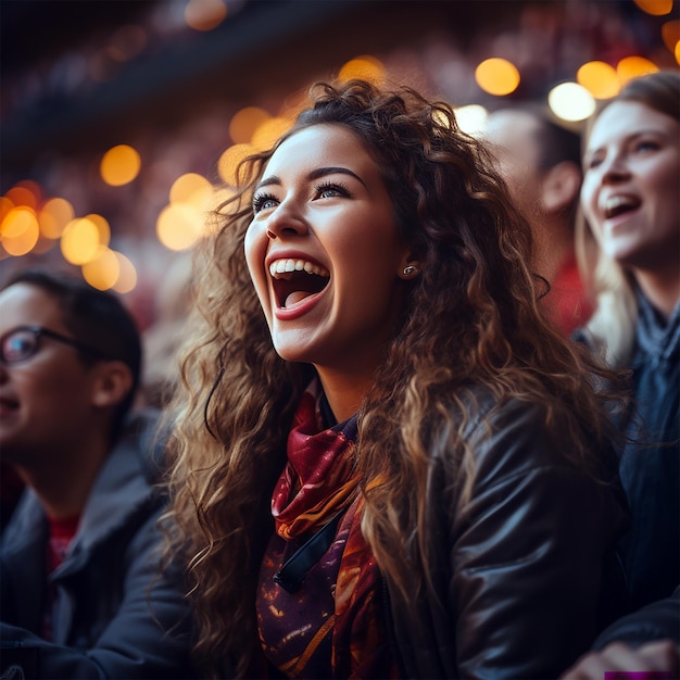 tifosi di calcio femminile che guardano una partita di calcio