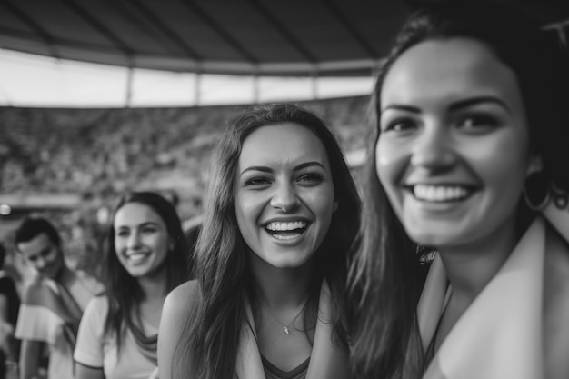 Tifosi di calcio femminili brasiliani in uno stadio della Coppa del mondo che sostengono la squadra nazionale