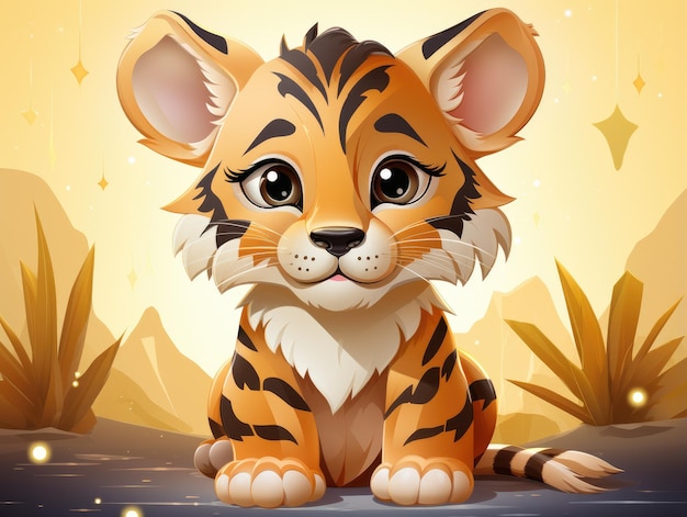 Tiger cartone animato vettoriale HD 8K carta da parati illustrata vettoriale