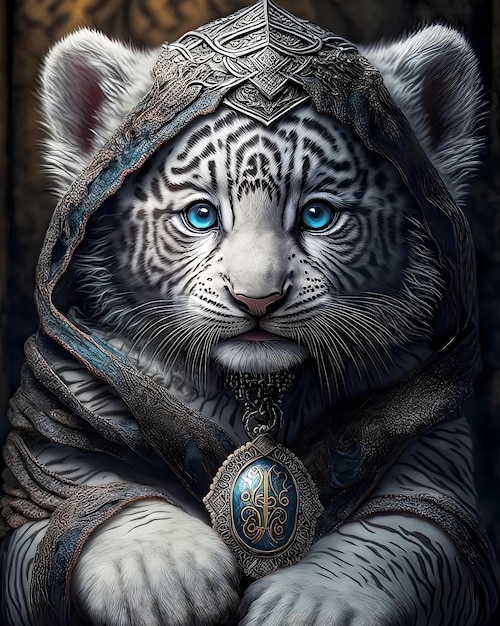 Tigre bianca con un occhio azzurro