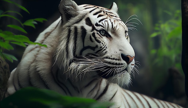 Tigre bianca nella giungla