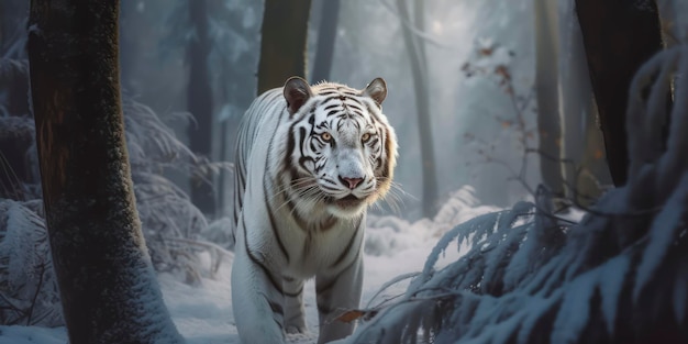 Tigre bianca nella neve