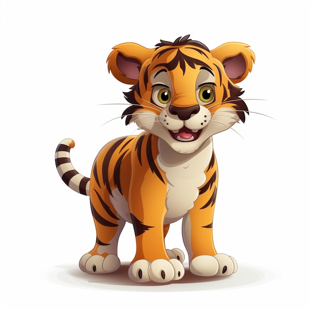 tigre cartone animato su sfondo bianco