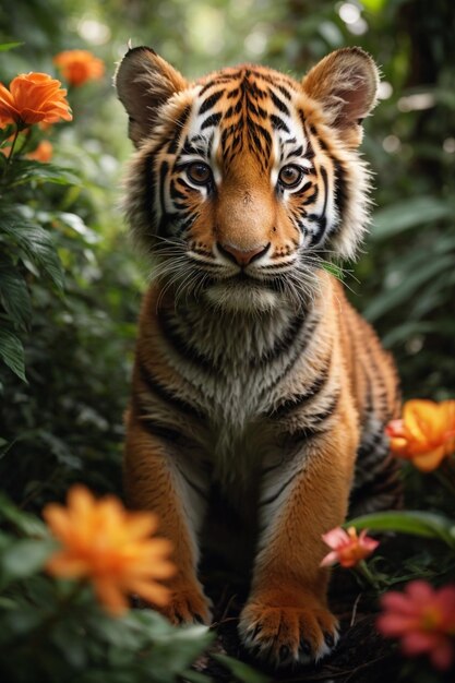 Tigre che cammina nella foresta