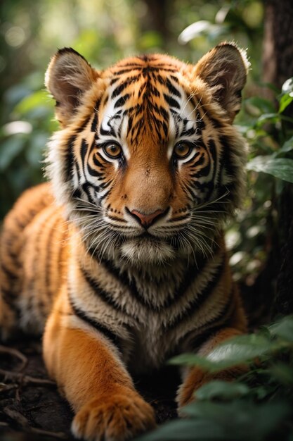 Tigre che cammina nella foresta