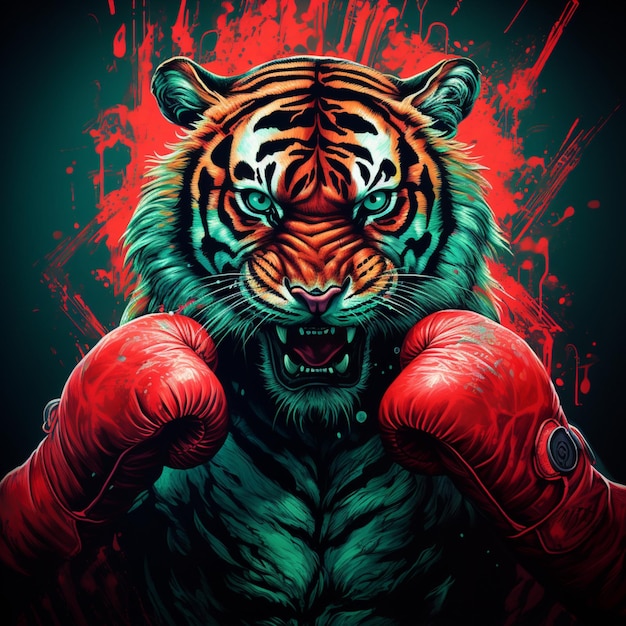 Tigre che indossa i guantoni da boxe