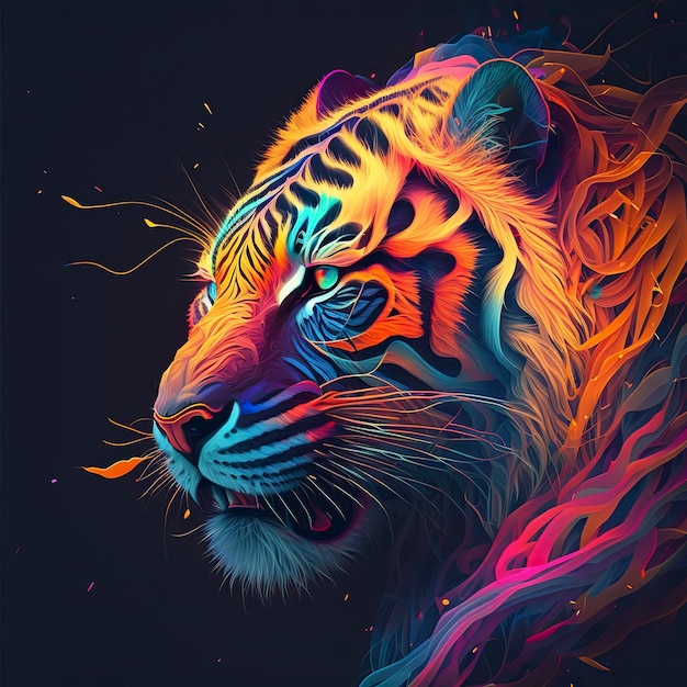 Tigre in colori neon Generative AIx9