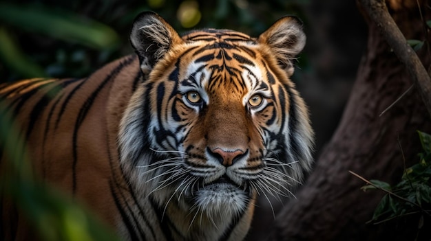 Tigre nell'habitat naturale testa di camminata maschio della tigre sulla scena della fauna selvatica della composizione