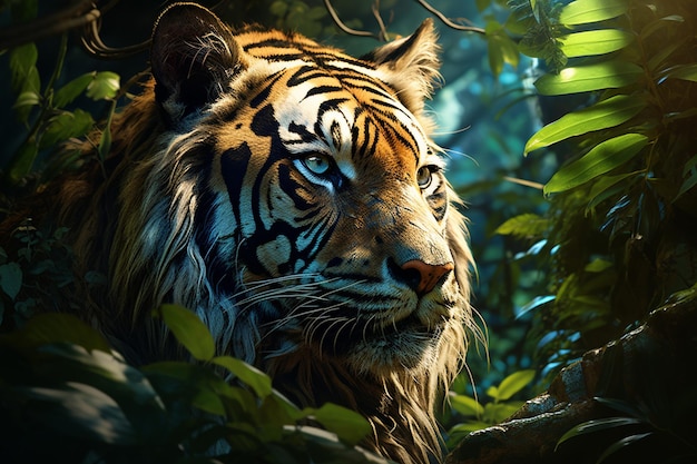 Tigre siberiano nella foresta Bella tigre nell'habitat naturale