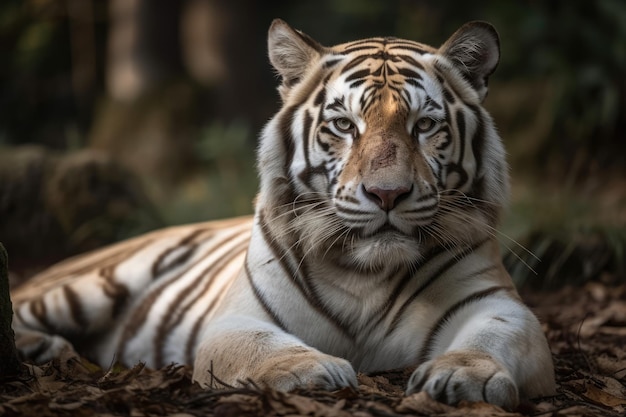 Tigre sta riposando nel Parco Cabarceno Santander