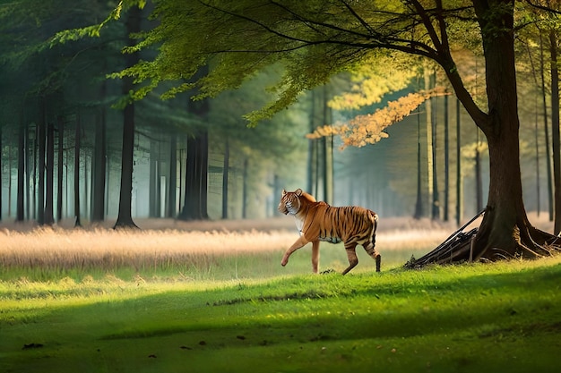 Tigre su una roccia nella foresta