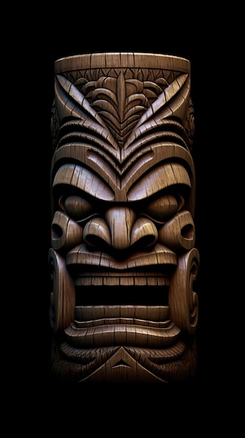 Tiki hawaiano che preserva le tradizioni attraverso i guardiani di legno intagliato