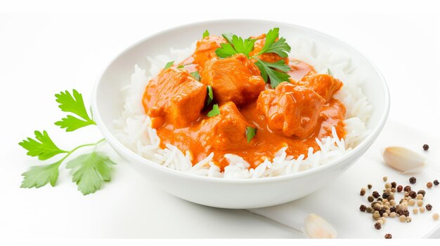 Tikka masala di pollo isolato su sfondo bianco Generativo Ai