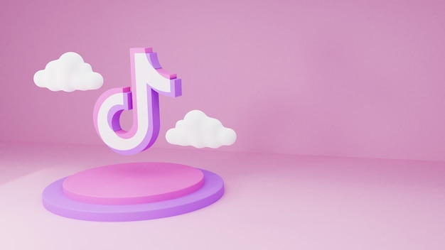 Tiktok 3D minimalista scena podio con spazio copia tema colore pastello