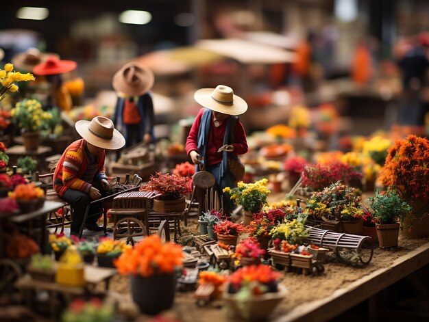 Tilt Shift di bellezza con un servizio fotografico unico e creativo di un colorato mercado peruviano