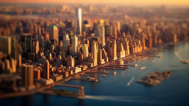 Tiltshift veduta aerea del paesaggio di New York