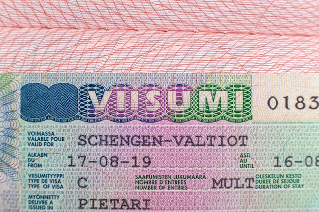 Timbro del visto finlandese sul passaporto Schengen finlandese