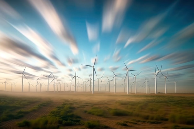 Timelapse di turbine eoliche in azione per tutta la giornata IA generativa